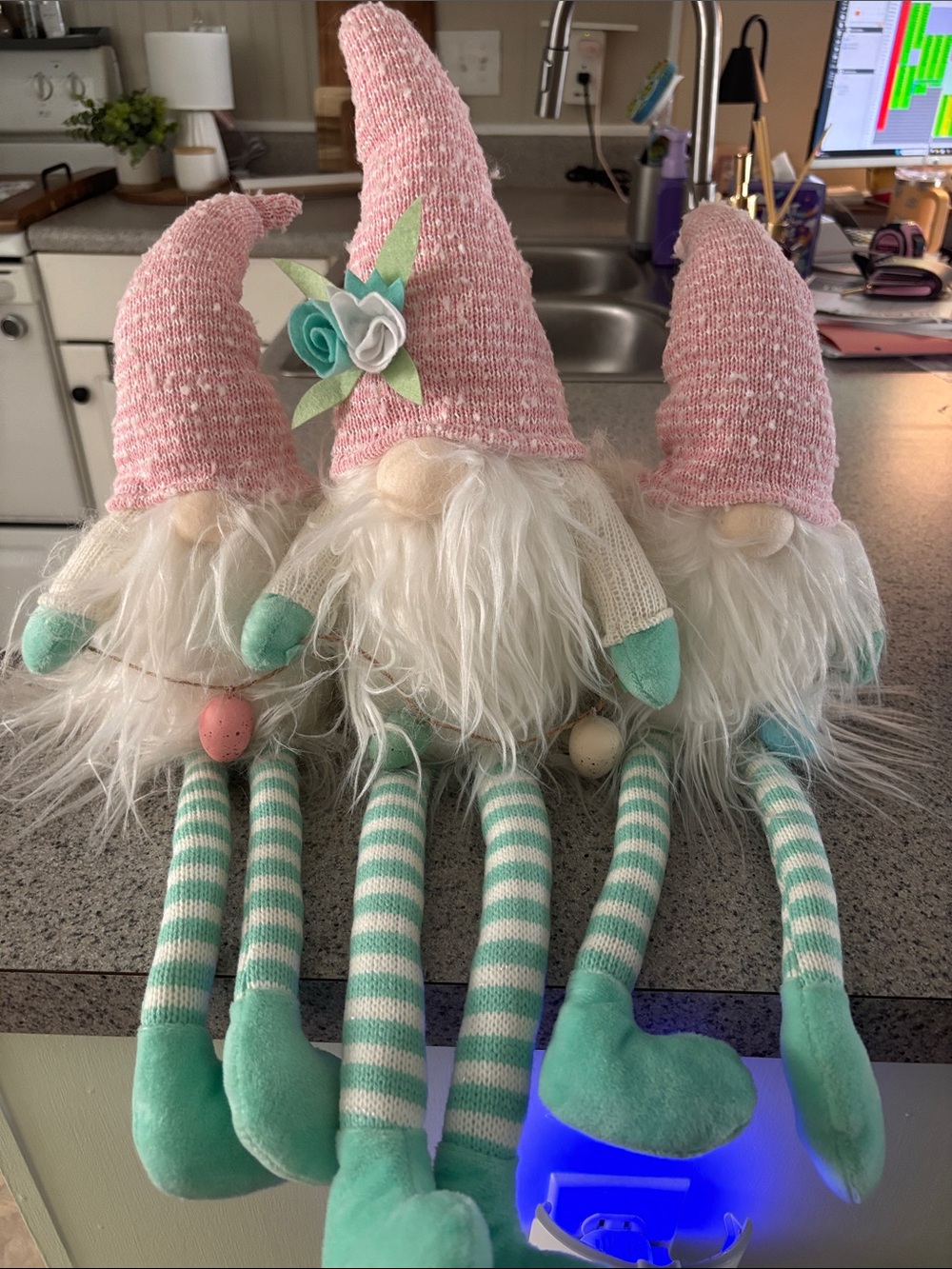 Plush Kids Gnome Doll - Pink Hat with Mint Green Accents